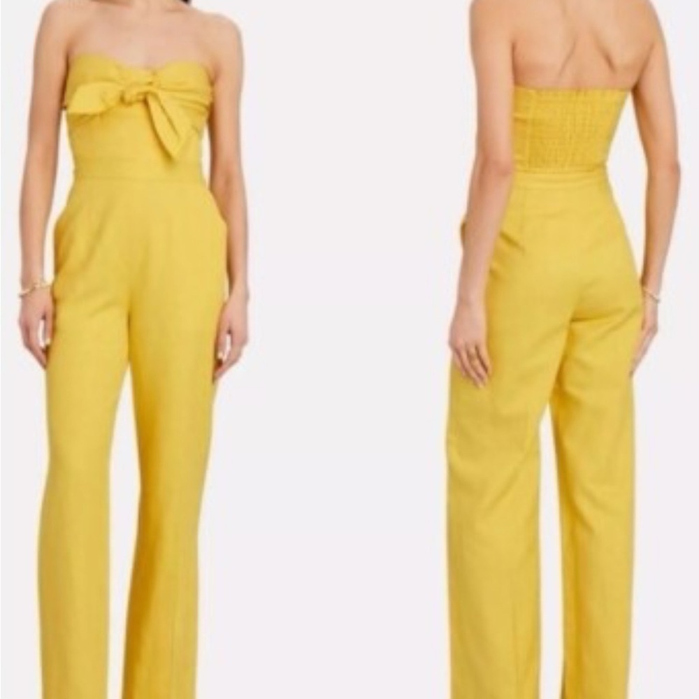 Derek Lam 10. Size 50. Elegant Strapless Yellow Jumpsuit. Pre Owned condition